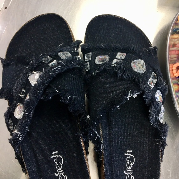 Black denim gem sandal - Picture 6 of 7